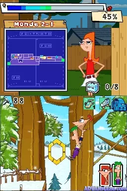 Image n° 3 - screenshots : Phineas and Ferb - 2 Disney Games (DSi Enhanced)
